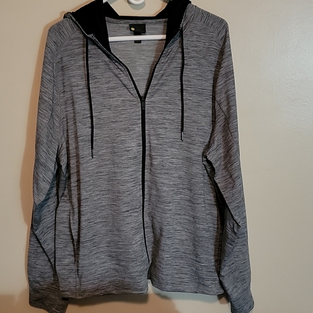 Zella Mens Track Jacket Full Zip XL gray and black space dyed
